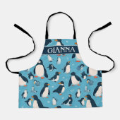 Adelie Penguin Pastel Kleurrijk Patroon Schort (Voorkant)