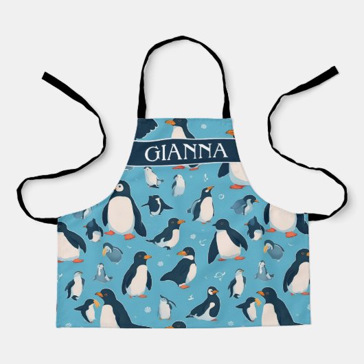 Adelie Penguin Pastel Kleurrijk Patroon Schort (Voorkant)