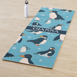 Adelie Penguin Pastel Kleurrijk Patroon Yogamat