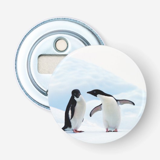 Adelie Penguins Button Flesopener (Voorkant)