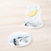 Adelie Penguins Zandsteen Onderzetter (Zijkant)