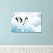 Adelie pinguïns (pygoscelis adeliae) Antarctica Canvas Afdruk (Insitu (Houten vloer))