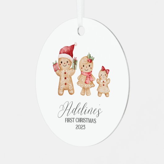 Adelina Personalized Baby's First Christmas Metalen Ornament (Voorkant links)