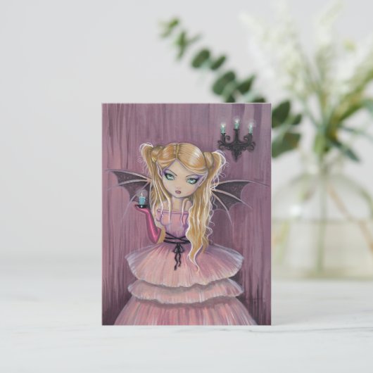Adeline in Roze Gotische Vampier Fairy Briefkaart (Staand voorkant)