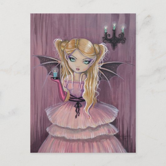 Adeline in Roze Gotische Vampier Fairy Briefkaart (Voorkant)