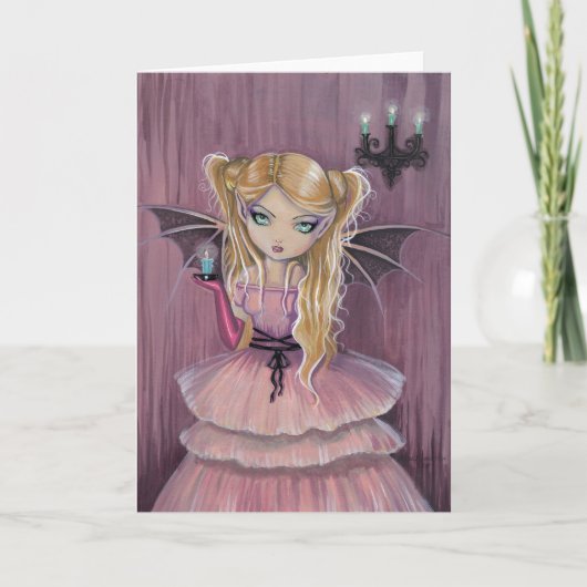 Adeline in Roze Gotische Vampierkaart Kaart (Voorkant)