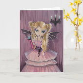 Adeline in Roze Gotische Vampierkaart Kaart (Gele Bloem)