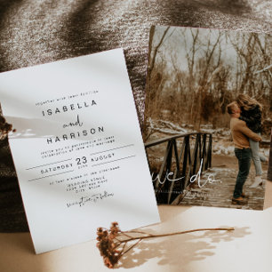 ADELLA Classic Modern Minimalist Photo Wedding Kaart