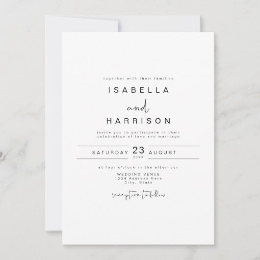 ADELLA Classic Modern Minimalist Photo Wedding Kaart (Voorkant)