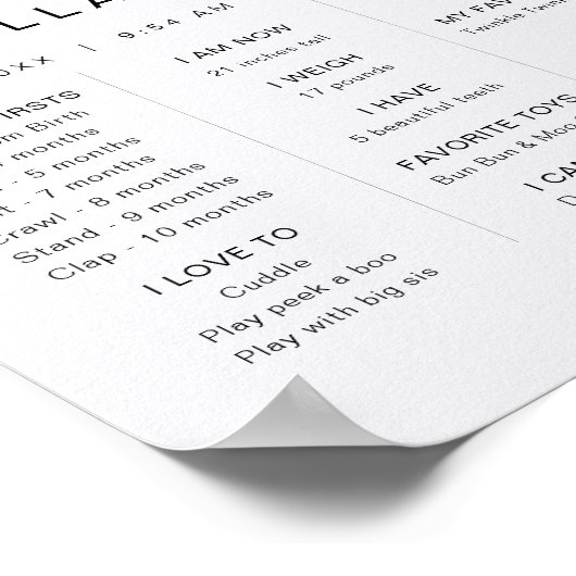 ADELLA Edgy Minimalist Boho First Year Mijlsteen Poster (Hoek)