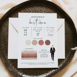 ADELLA Edgy Modern EDITABLE Best Man Info Card Kaart