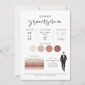 ADELLA Edgy Modern EDITABLE Groomsman Info Card Kaart (Voorkant)