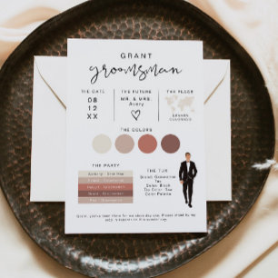 ADELLA Edgy Modern EDITABLE Groomsman Info Card Kaart