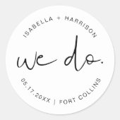 ADELLA Edgy Modern Minimalist Simple Wedding Ronde Sticker (Voorkant)