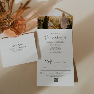 ADELLA Edgy Modern Minimalist Wedding All In One Uitnodiging