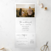 ADELLA Edgy Modern Minimalist Wedding Drieluik Uitnodiging (Binnen)