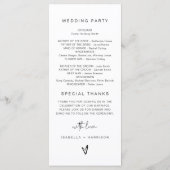 ADELLA Edgy Modern Minimalist Wedding Programme Menu (Achterkant)