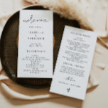 ADELLA Edgy Modern Minimalist Wedding Programme Menu<br><div class="desc">Dit trouwprogramma heeft een stijlvol handgeschreven lettertype en een modern,  minimalistisch ontwerp. De eenvoudige zwart-witte kleurencombinatie maakt tot het de perfecte toevoeging aan om het even welke gebeurtenis. Bewerk de *most*-tekst eenvoudig aan uw behoeften en bewerk alle kleuren die overeenkomen met de kleuren van uw gebeurtenis.</div>