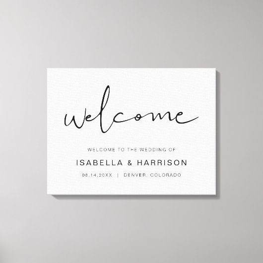 ADELLA edgy modern minimalistisch bruiloft welkom Canvas Afdruk (Voorkant)