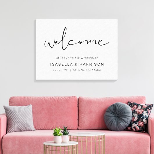 ADELLA edgy modern minimalistisch bruiloft welkom Canvas Afdruk (Insitu (Woonkamer))