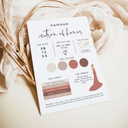 ADELLA Edgy Moderne EDITABLE Bridesmaid Info Kaart