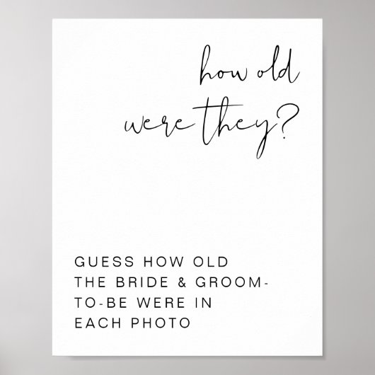 ADELLA Hoe oud waren ze Bruidsjurk Shower Spel Bor Poster (Voorkant)