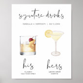 ADELLA Minimaal Waterverf Cocktail Signature Drank Poster (Voorkant)