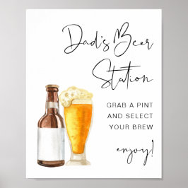 ADELLA Minimal Baby shower Pap's Beer Station Sign Poster
