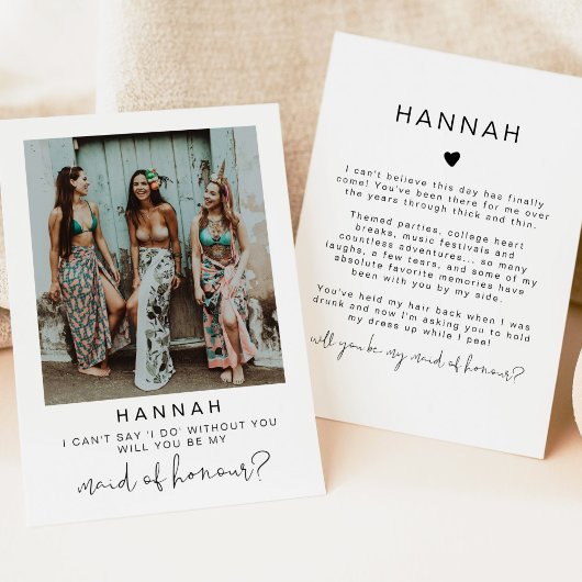 ADELLA Minimal Photo Maid of Honor Proposal Kaart