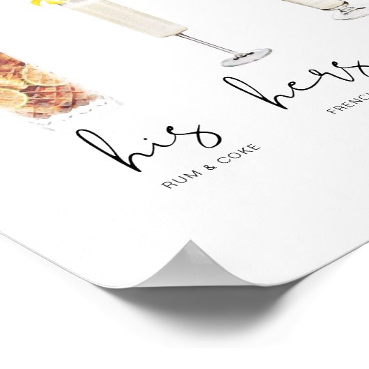 ADELLA Minimale Waterverf Cocktail Signature Drink Poster (Hoek)