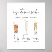 ADELLA Minimale Waterverf Cocktail Signature Drink Poster (Voorkant)