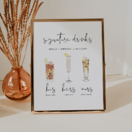 ADELLA Minimale Waterverf Cocktail Signature Drink Poster