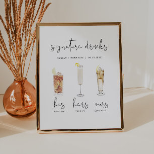 ADELLA Minimale Waterverf Cocktail Signature Drink Poster