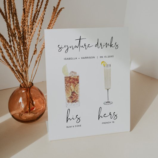 ADELLA Minimale Waterverf Cocktail Signature Drink Reclamebord Met Voetstuk