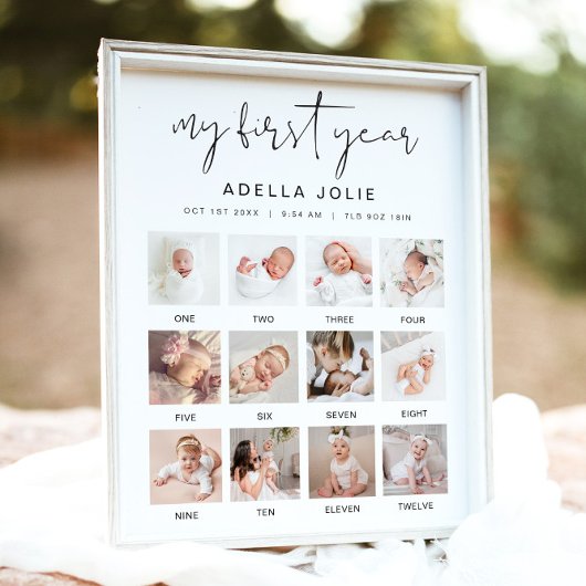 ADELLA minimalist Boho eerste jaar foto-mijlpaal Poster