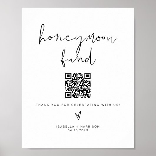 ADELLA Minimalist Honeymoon Fund Wedding Sign Poster (Voorkant)