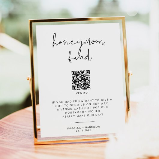 ADELLA Minimalist Honeymoon Fund Wedding Sign Poster