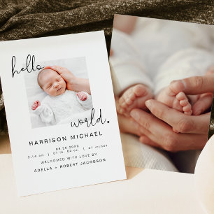ADELLA Minimalist Newborn One-foto-aankondiging Kaart