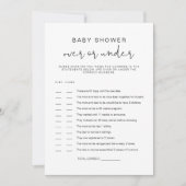 ADELLA Minimalist Over Onder Baby shower Game Kaar Kaart (Voorkant)