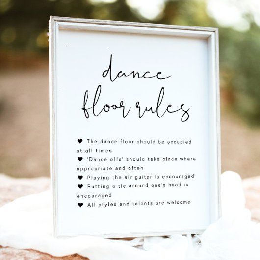 ADELLA Minimalist Wedding Dance Floor Rules Sign. Poster