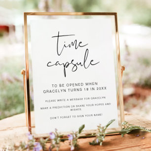 ADELLA Minimalistische Baby shower Time Capsule Si Poster