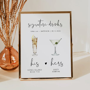 ADELLA Minimalistische Signature Drink Trouwbar Poster