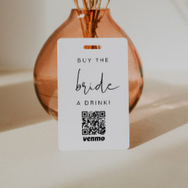 ADELLA Modern Edgy Koop de Bruid een Drink QR Code Badge