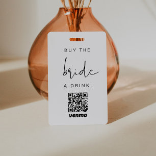 ADELLA Modern Edgy Koop de Bruid een Drink QR Code Badge