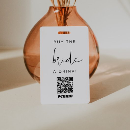 ADELLA Modern Edgy Koop de Bruid een Drink QR Code Badge
