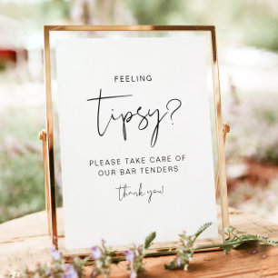 ADELLA Modern Feeling Tipsy Sign, Tip Bartender Poster