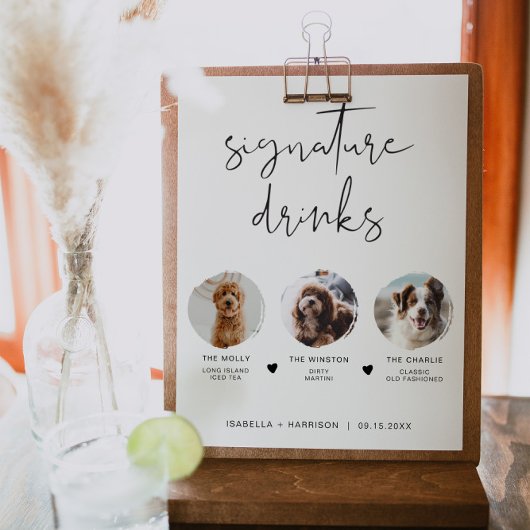 ADELLA Modern Minimaal 3 Foto Huisdier Handtekenin Poster