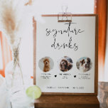 ADELLA Modern Minimal 3 Photo Pet Signature Drink Poster<br><div class="desc">Dit teken van de drink van de handtekening kenmerkt twee fotogroeven, een nauwkeurige handgeschreven doopvont, en een modern minimalistisch ontwerp. Verander gemakkelijk de doopvont en achtergrondkleur om uw gebeurtenis aan te passen. Dit teken is perfect voor het toevoegen van een foto van de bruid en bruid, de nieren of je...</div>