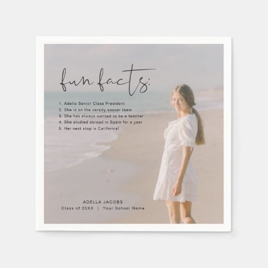 ADELLA Modern Minimal Fun Facts Graduation Party Servet (Voorkant)