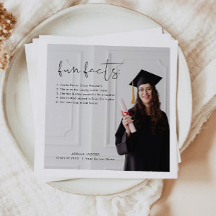 ADELLA Modern Minimal Fun Facts Graduation Party Servet
